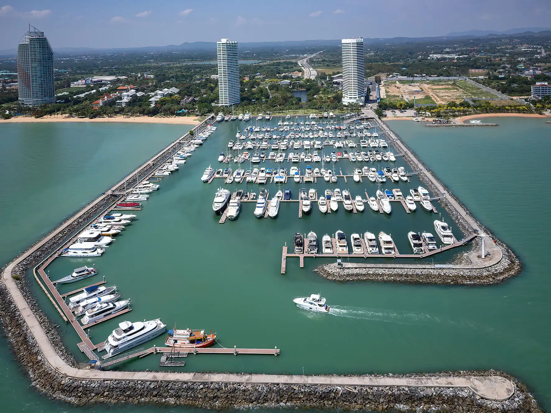 Ocean Marina Jomtien from the air, Asia Poseidon’s home port
