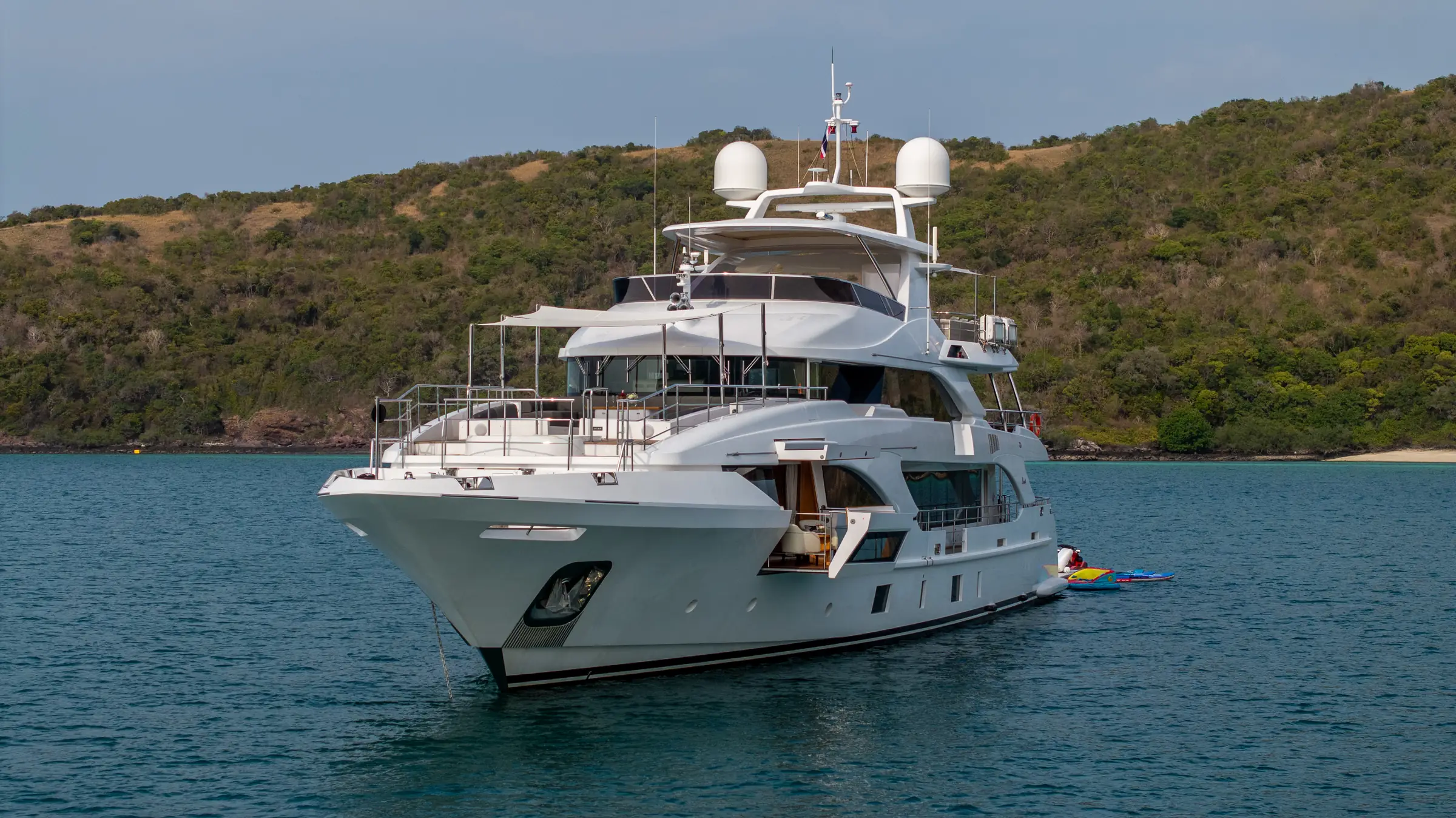 Asia Poseidon at anchor, seen from off her bow